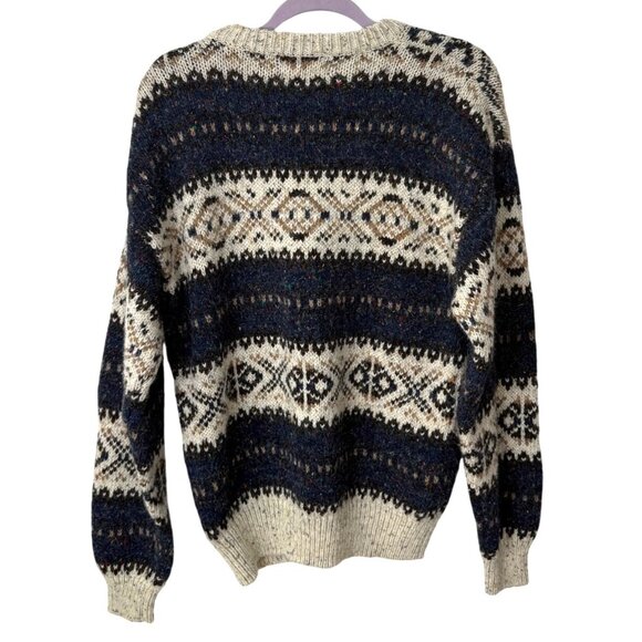 Vintage Peter England Fair Isle Geometric Sweater 90s Mens Size L - Picture 2 of 6
